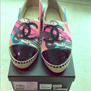 Chanel Shoes Authentic size 39 Espadrilles Fan Crepecal multicolor